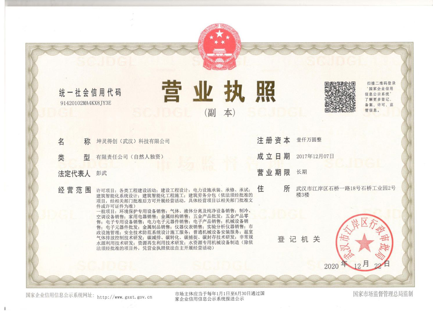 Deiiang Business license